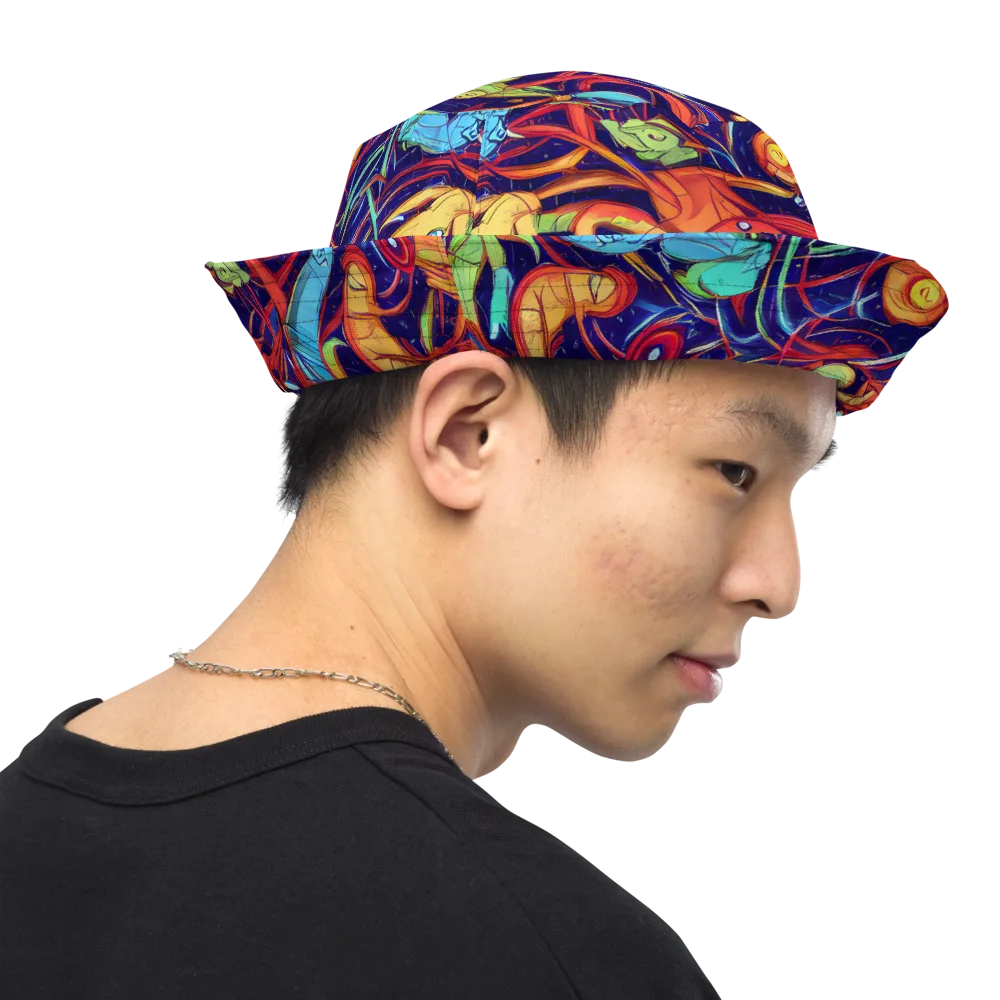 Neon Reef Rapture on Reversible Bucket Hat — Right Outside