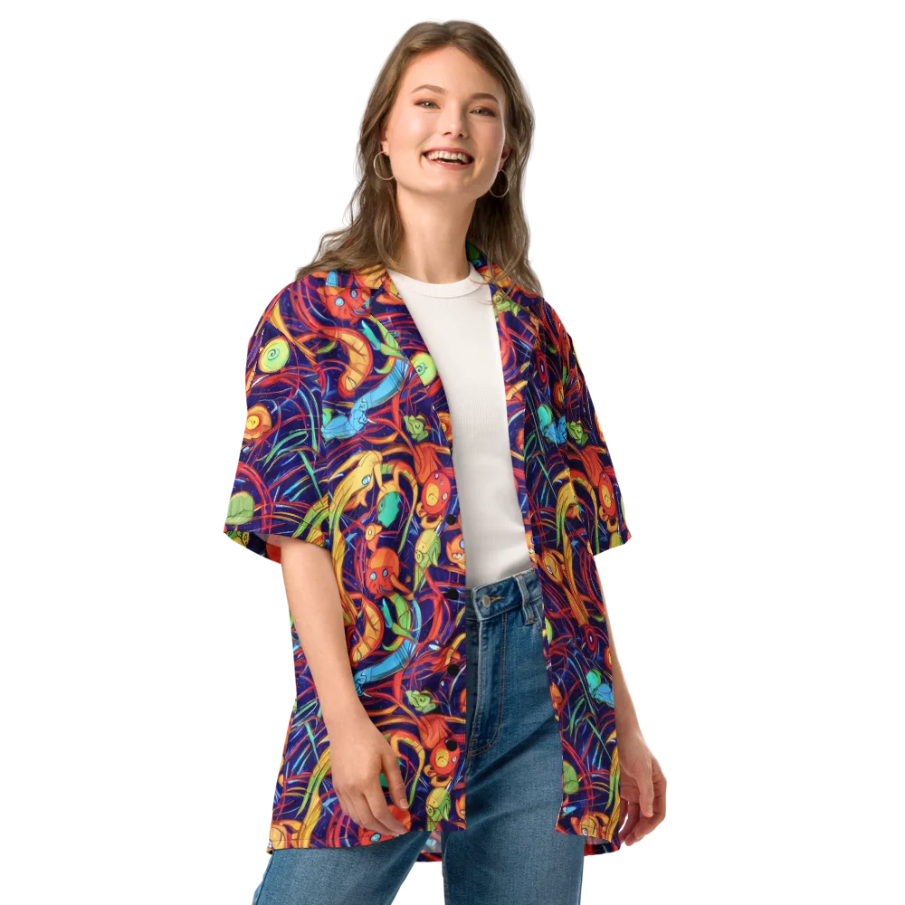 Neon Reef Rapture on Button Shirt — Front