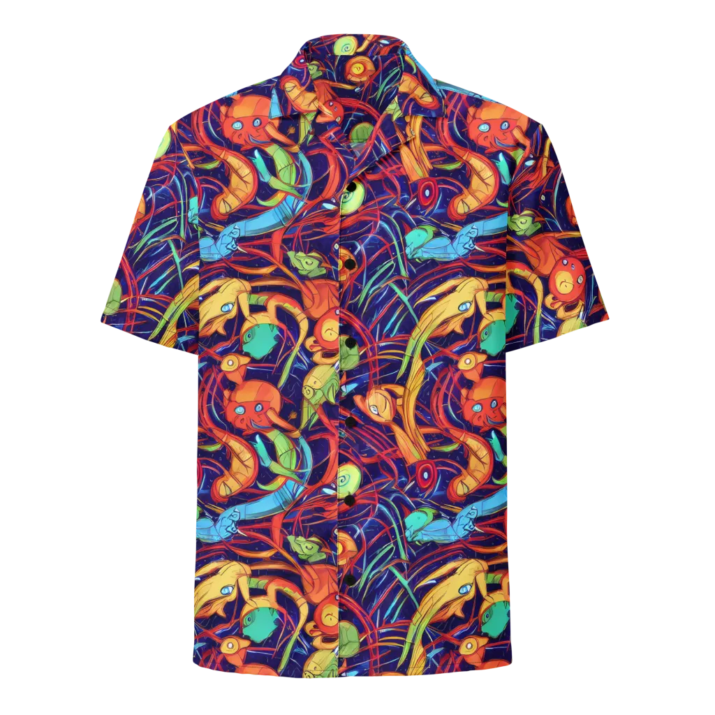 Neon Reef Rapture on Button Shirt — Front
