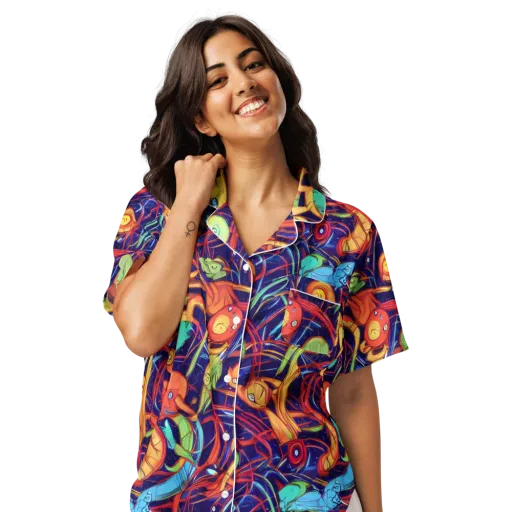 Neon Reef Rapture on a Women's Short Sleeve Pajama Top
