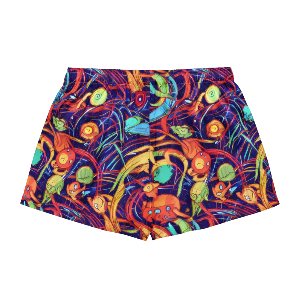 Neon Reef Rapture on Women's Pajama Shorts — Back