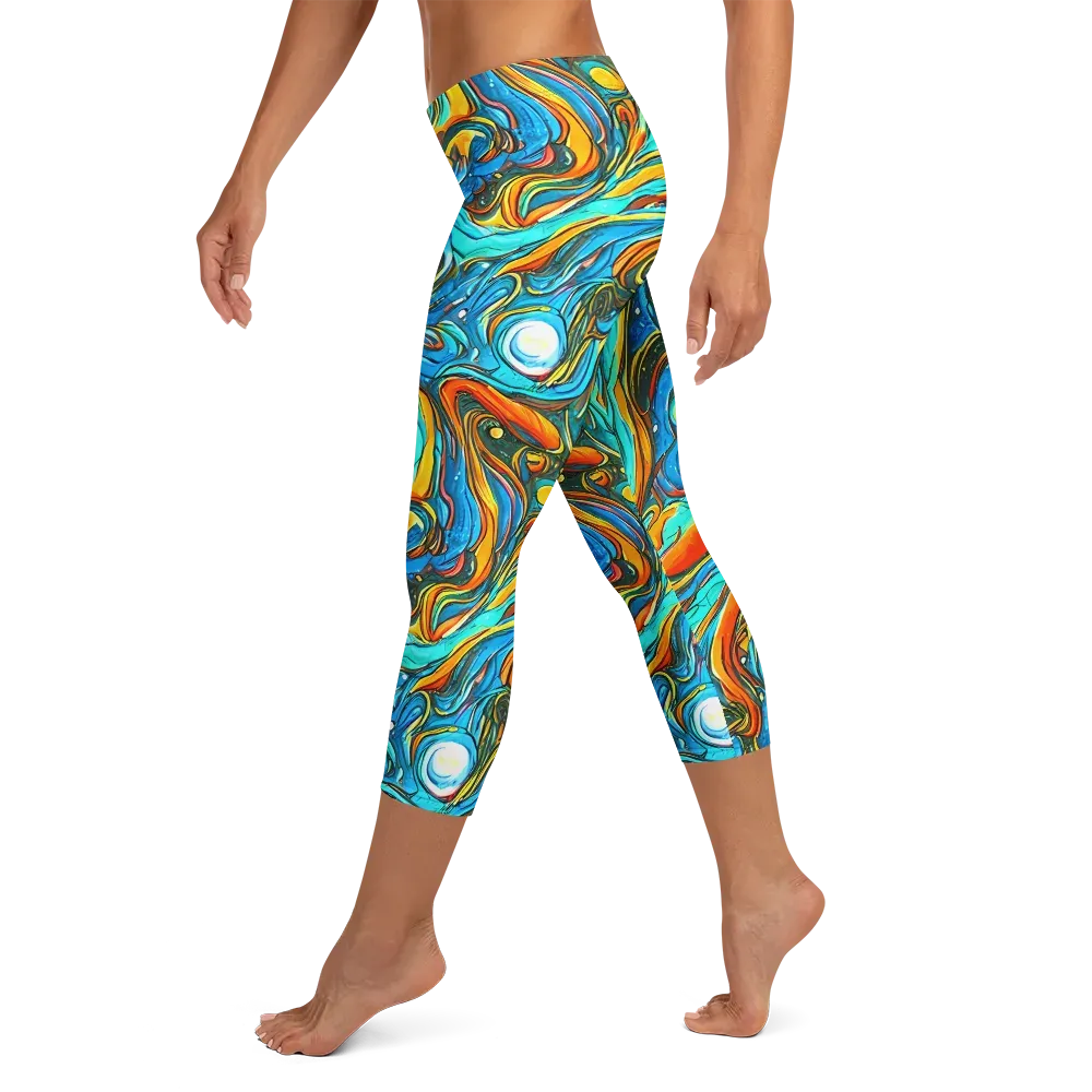 Plasma Reef on Capri Leggings — Left
