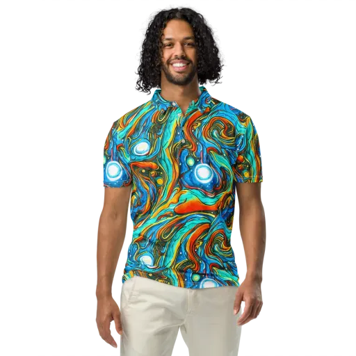 Plasma Reef on a Men's Slim Fit Polo Shirt