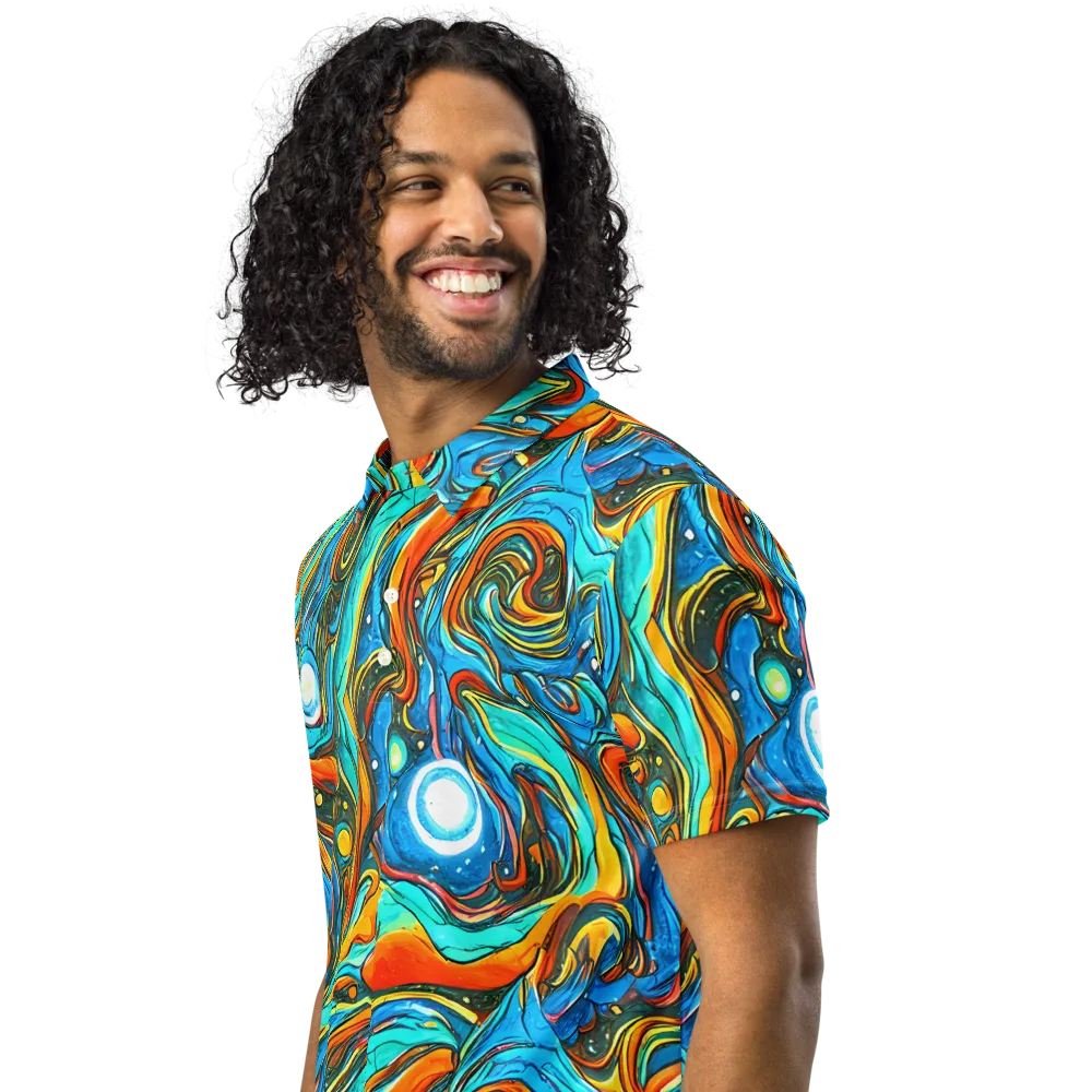 Plasma Reef on Men's Slim Fit Polo Shirt — Left Front