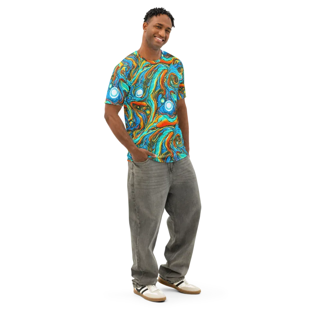 Plasma Reef on Men's Cotton Crew Neck T-Shirt — Right Front