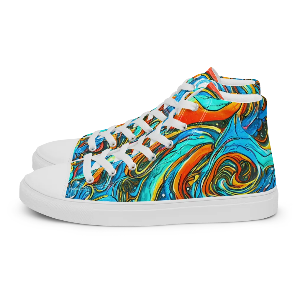 Plasma Reef on Men's High Top Canvas Shoes — Left