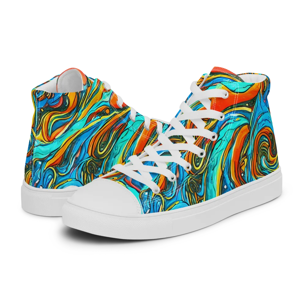 Plasma Reef on Men's High Top Canvas Shoes — Left