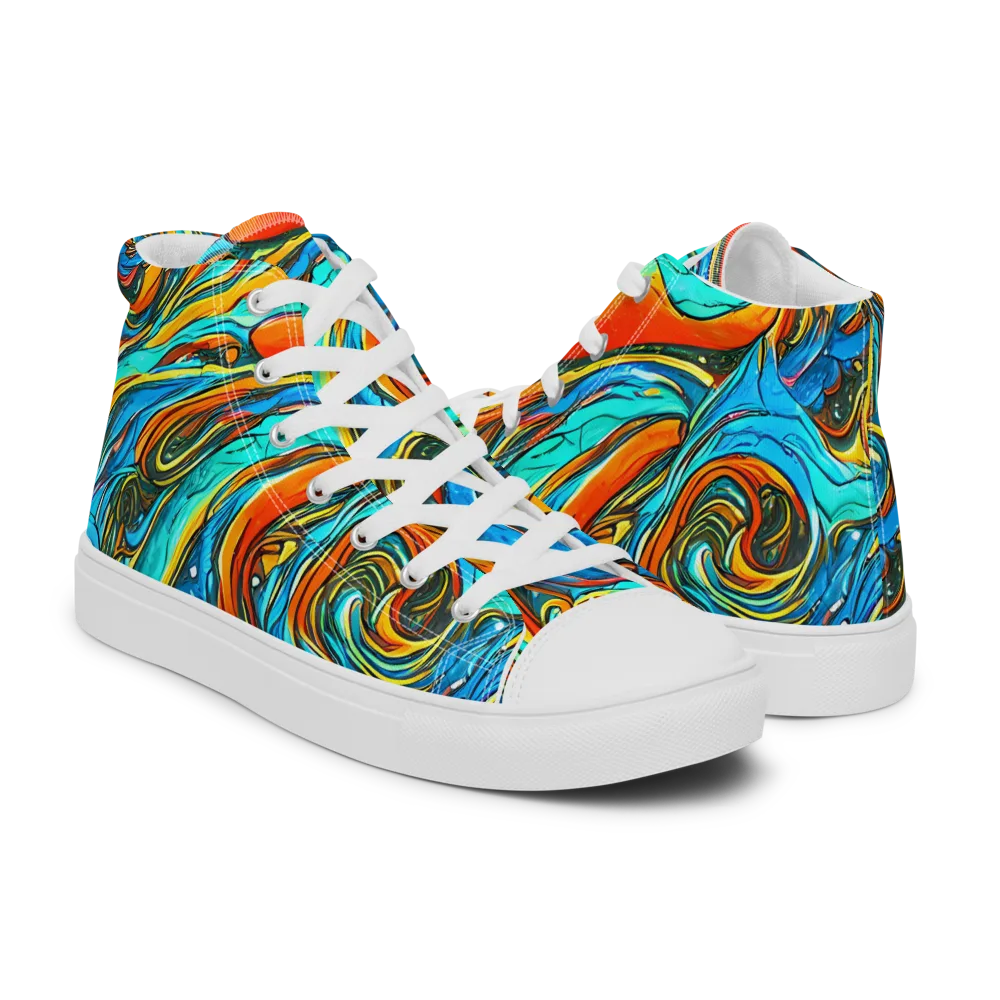 Plasma Reef on Men's High Top Canvas Shoes — Right