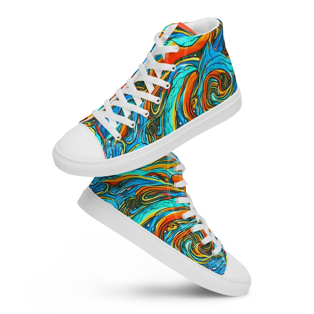 Plasma Reef on Men's High Top Canvas Shoes — Front