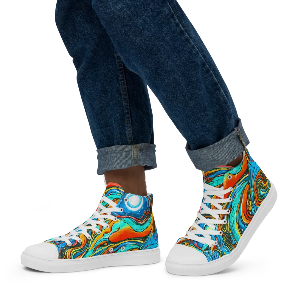 Plasma Reef on Men's High Top Canvas Shoes — Left