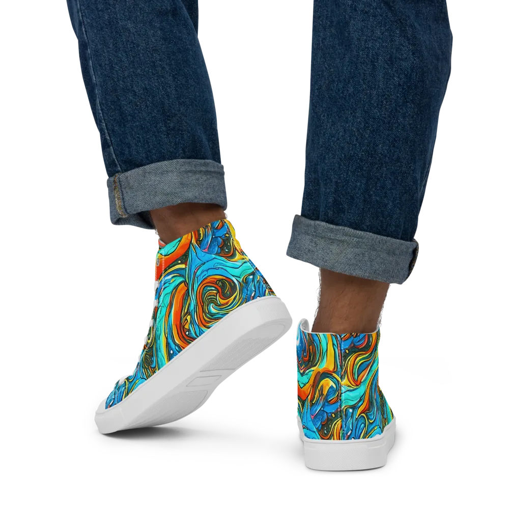 Plasma Reef on Men's High Top Canvas Shoes — Back