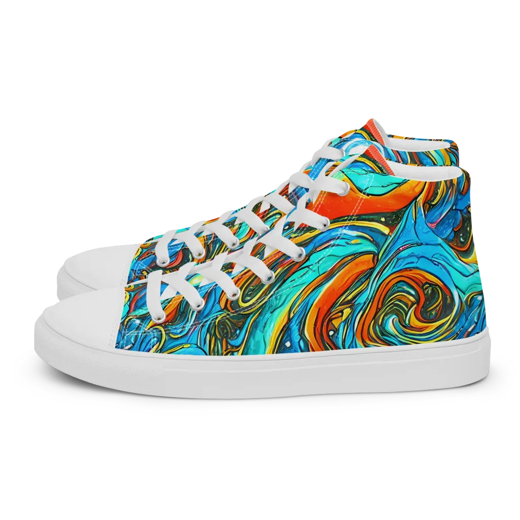 Plasma Reef on Women's High Top Canvas Shoes — Left