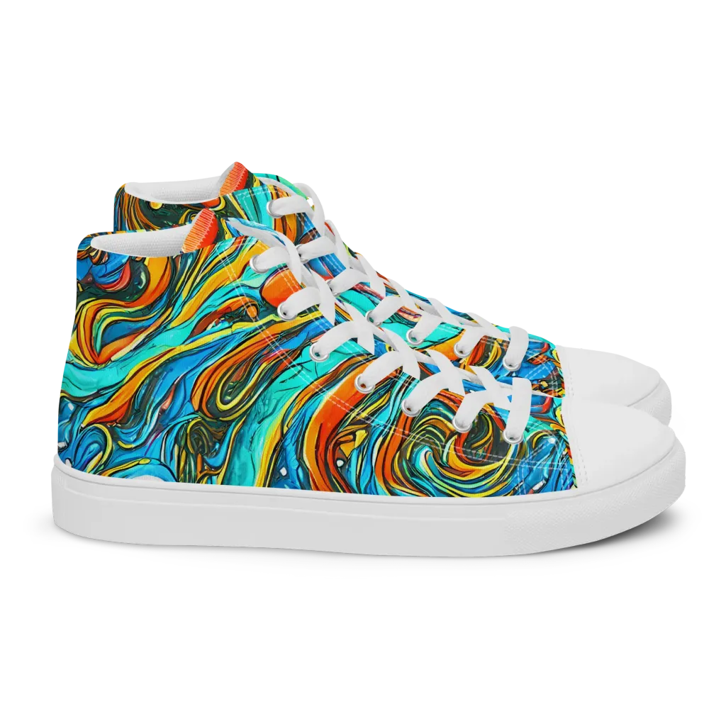 Plasma Reef on Women's High Top Canvas Shoes — Right