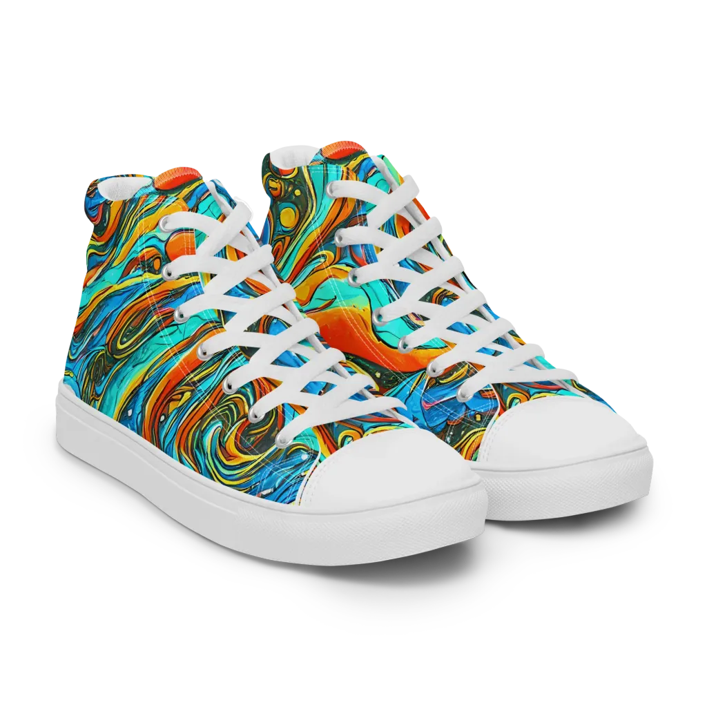 Plasma Reef on Women's High Top Canvas Shoes — Right Front
