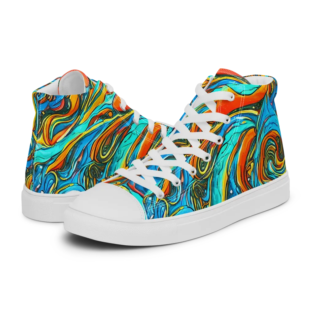 Plasma Reef on Women's High Top Canvas Shoes — Left