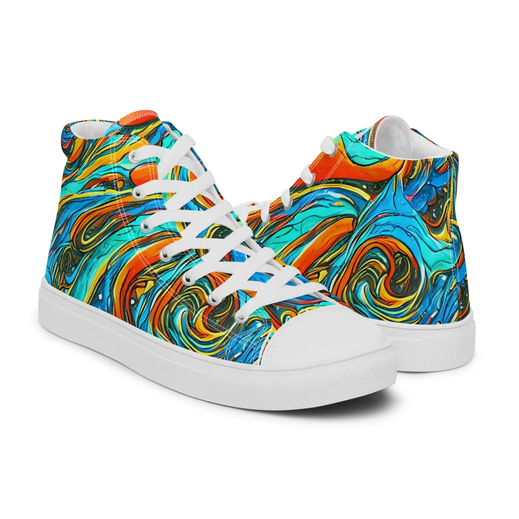 Plasma Reef on Women's High Top Canvas Shoes — Right
