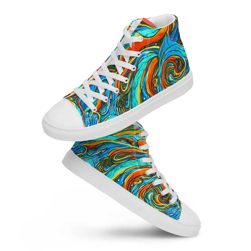 Plasma Reef on Women's High Top Canvas Shoes — Front