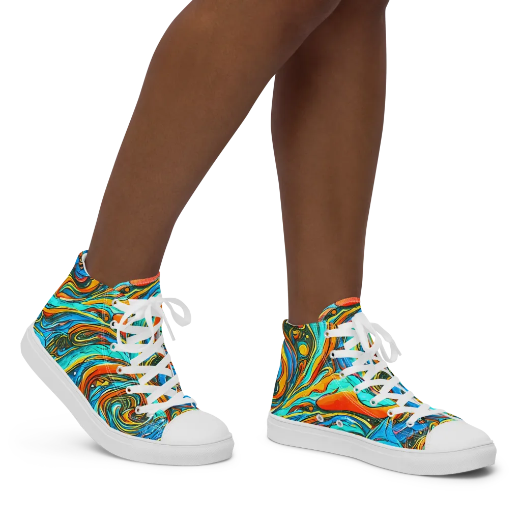 Plasma Reef on Women's High Top Canvas Shoes — Right