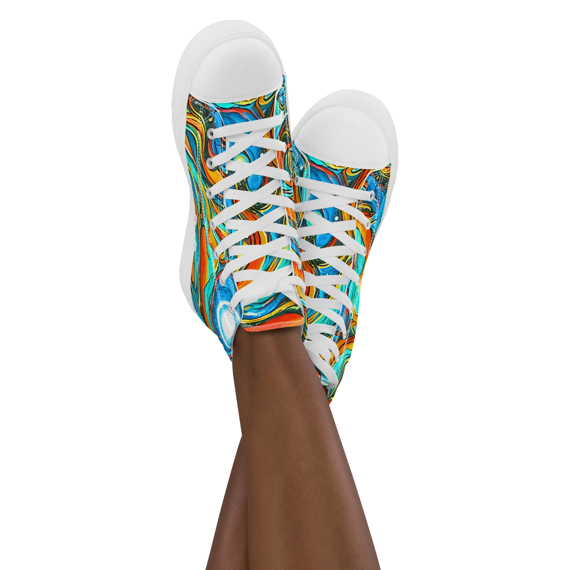 Plasma Reef on Women's High Top Canvas Shoes — Front