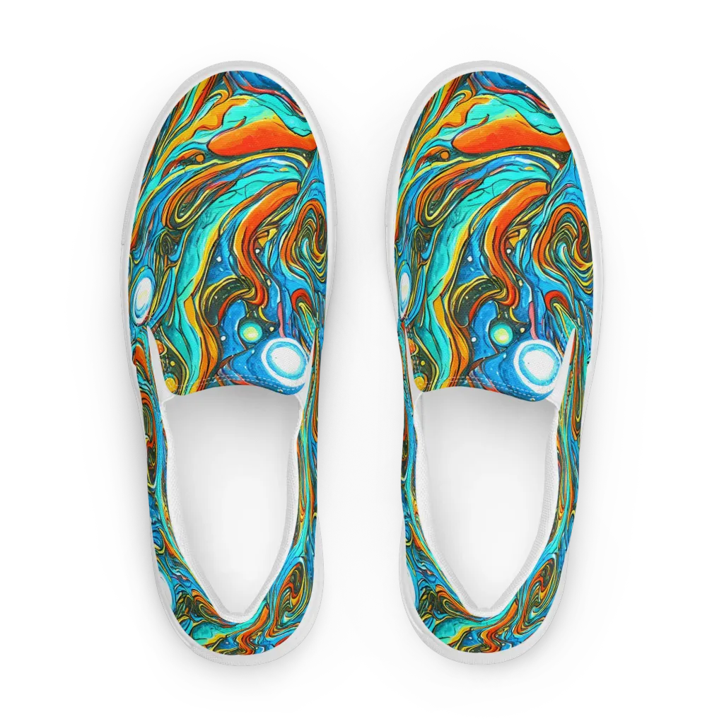 Plasma Reef on Men's Slip-On Canvas Shoes — Front
