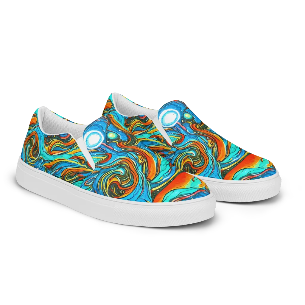 Plasma Reef on Men's Slip-On Canvas Shoes — Right Front