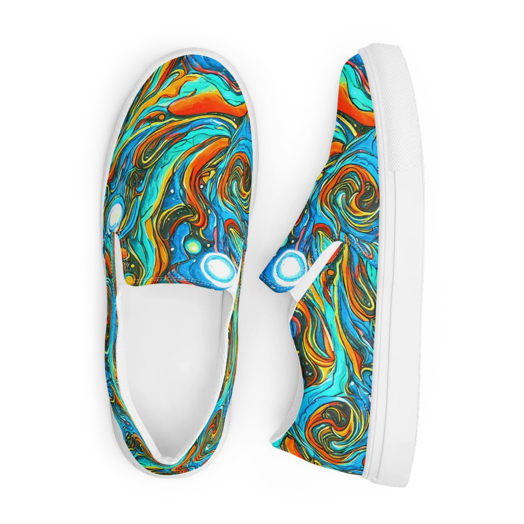 Plasma Reef on Men's Slip-On Canvas Shoes — Front