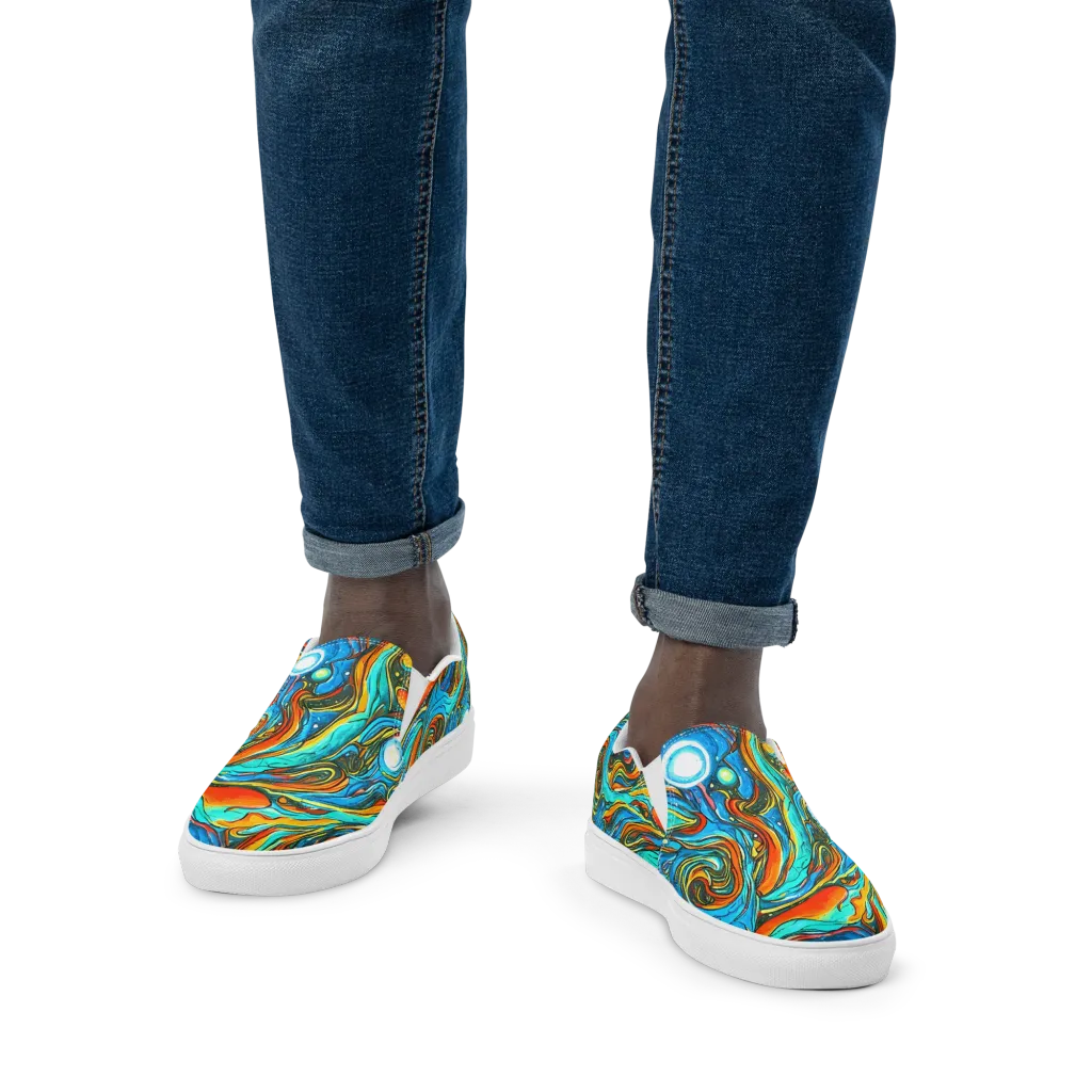 Plasma Reef on Men's Slip-On Canvas Shoes — Front
