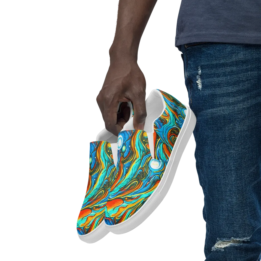 Plasma Reef on Men's Slip-On Canvas Shoes — Left Front