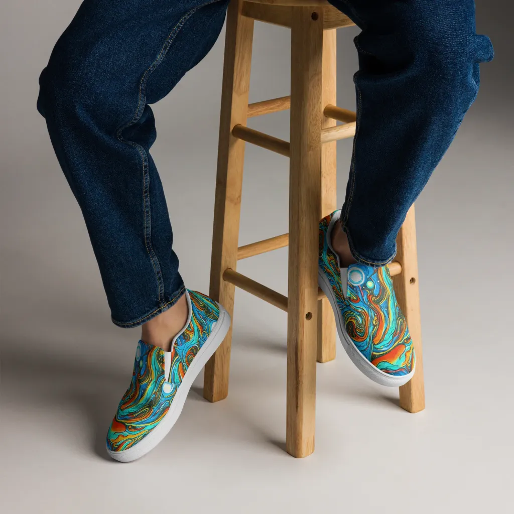 Plasma Reef on Men's Slip-On Canvas Shoes — Front