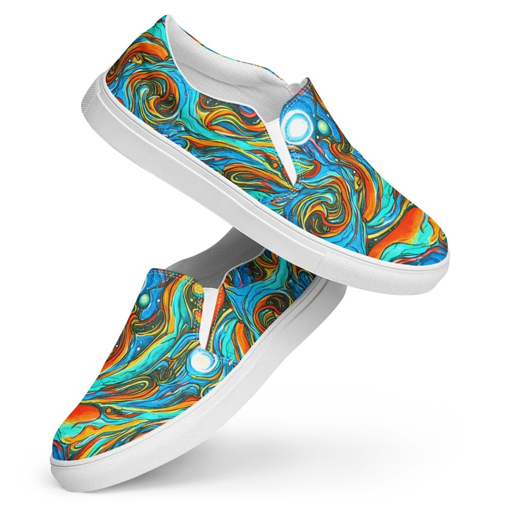 Plasma Reef on Women's Slip-On Canvas Shoes — Front