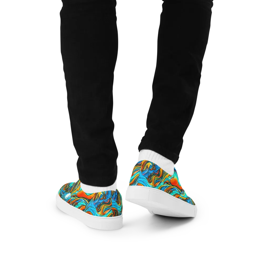 Plasma Reef on Men's Lace-Up Canvas Shoes — Back