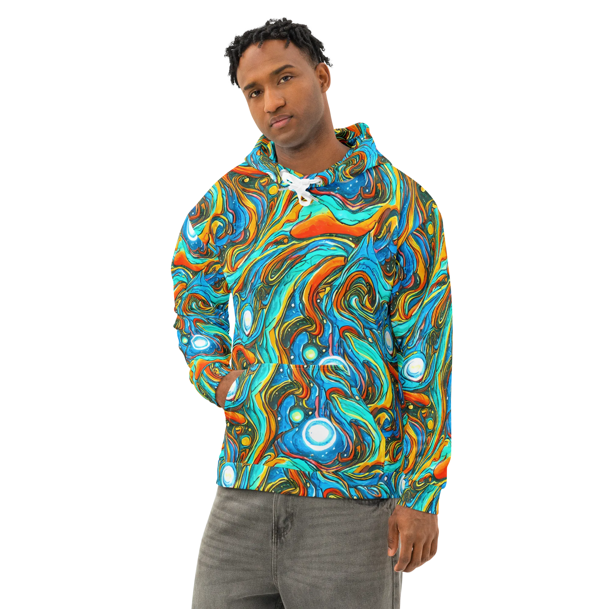 Plasma Reef on Cotton Hoodie — Left Front