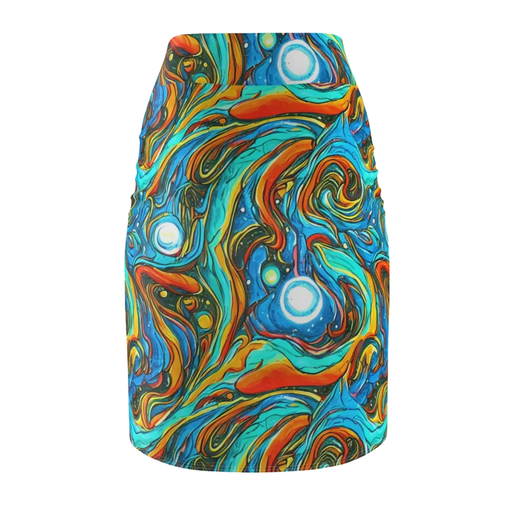 Plasma Reef on Pencil Skirt — Back