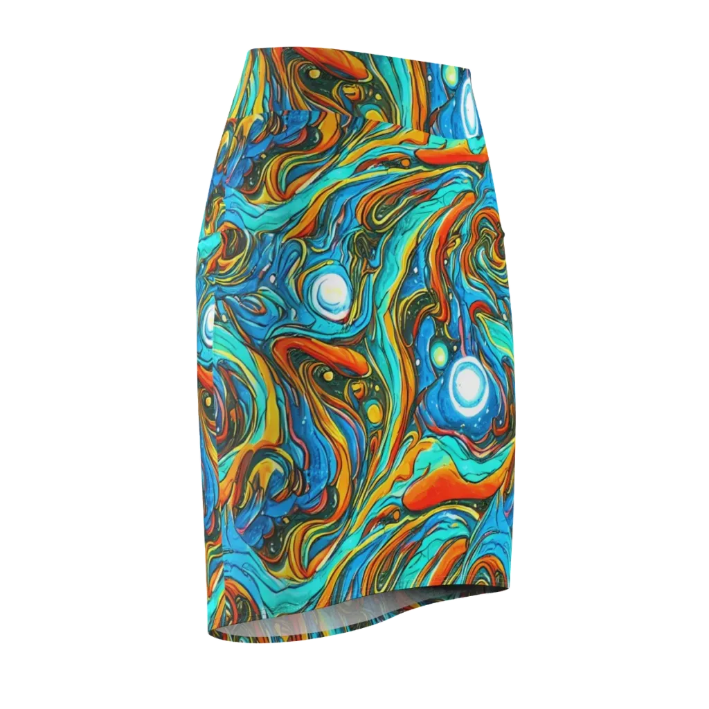 Plasma Reef on Pencil Skirt — Front Side