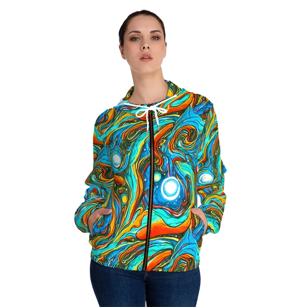 Plasma Reef on Women's Full-Zip Hoodie — Front On Person