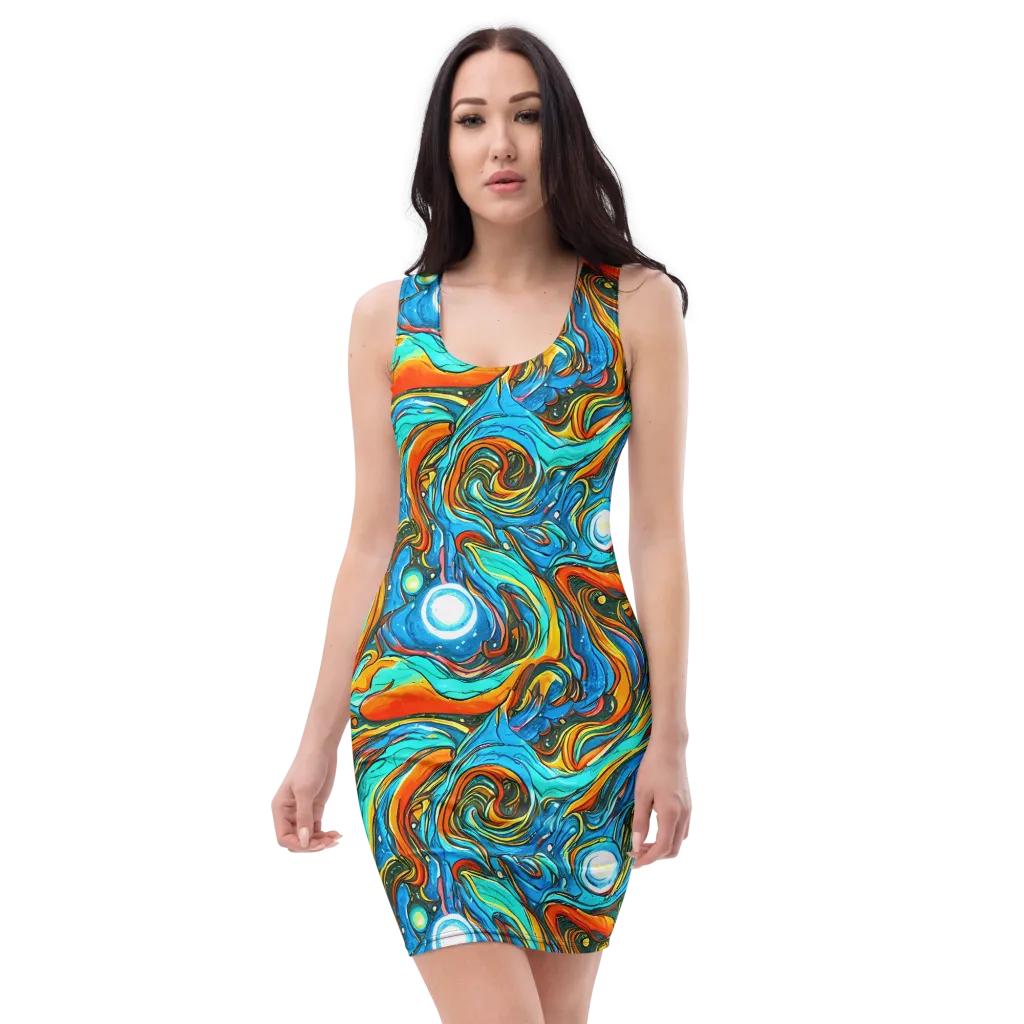 Plasma Reef on Bodycon Dress — Front