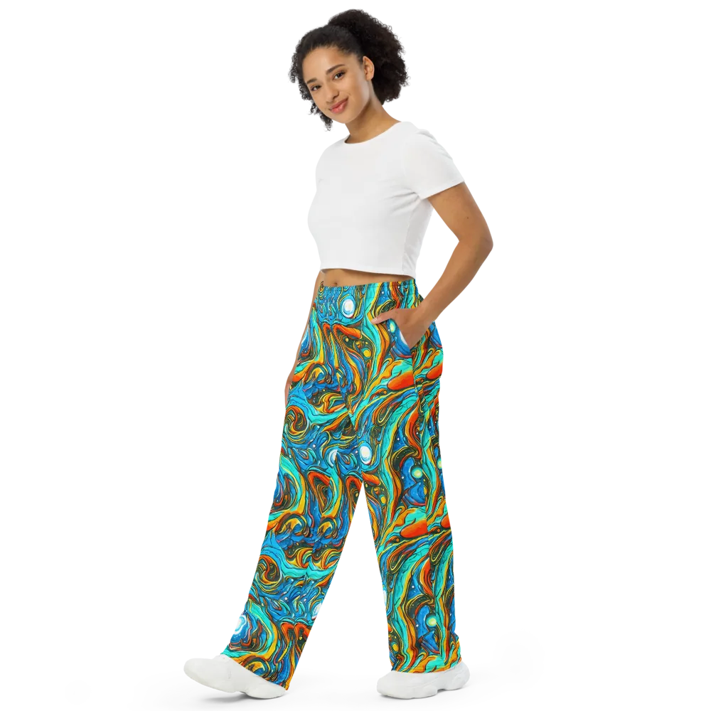 Plasma Reef on Wide-Leg Pants — Left Front