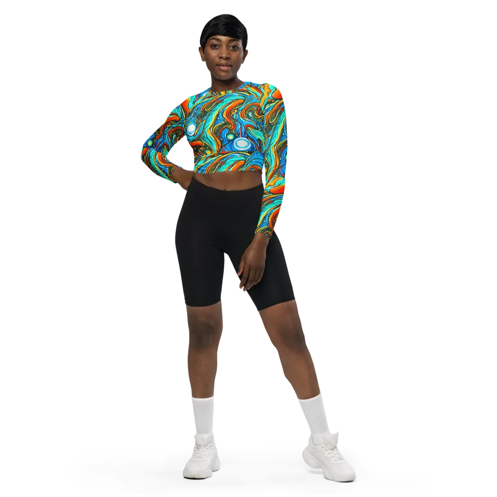 Plasma Reef on Long Sleeve Crop Top — Front