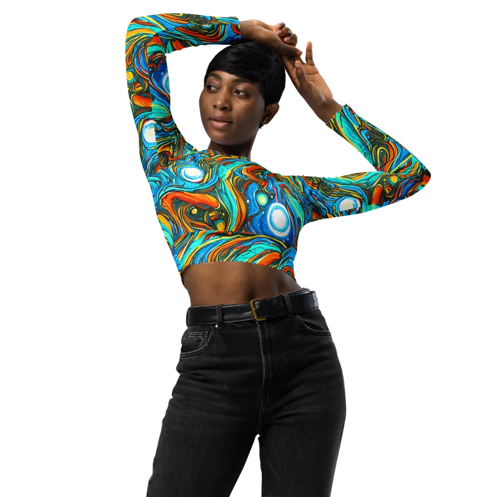 Plasma Reef on Long Sleeve Crop Top — Front