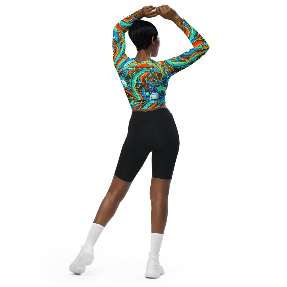 Plasma Reef on Long Sleeve Crop Top — Back