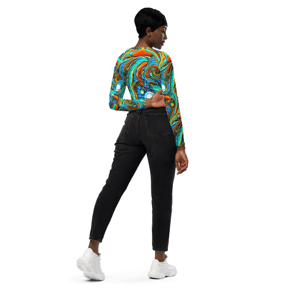 Plasma Reef on Long Sleeve Crop Top — Right Back