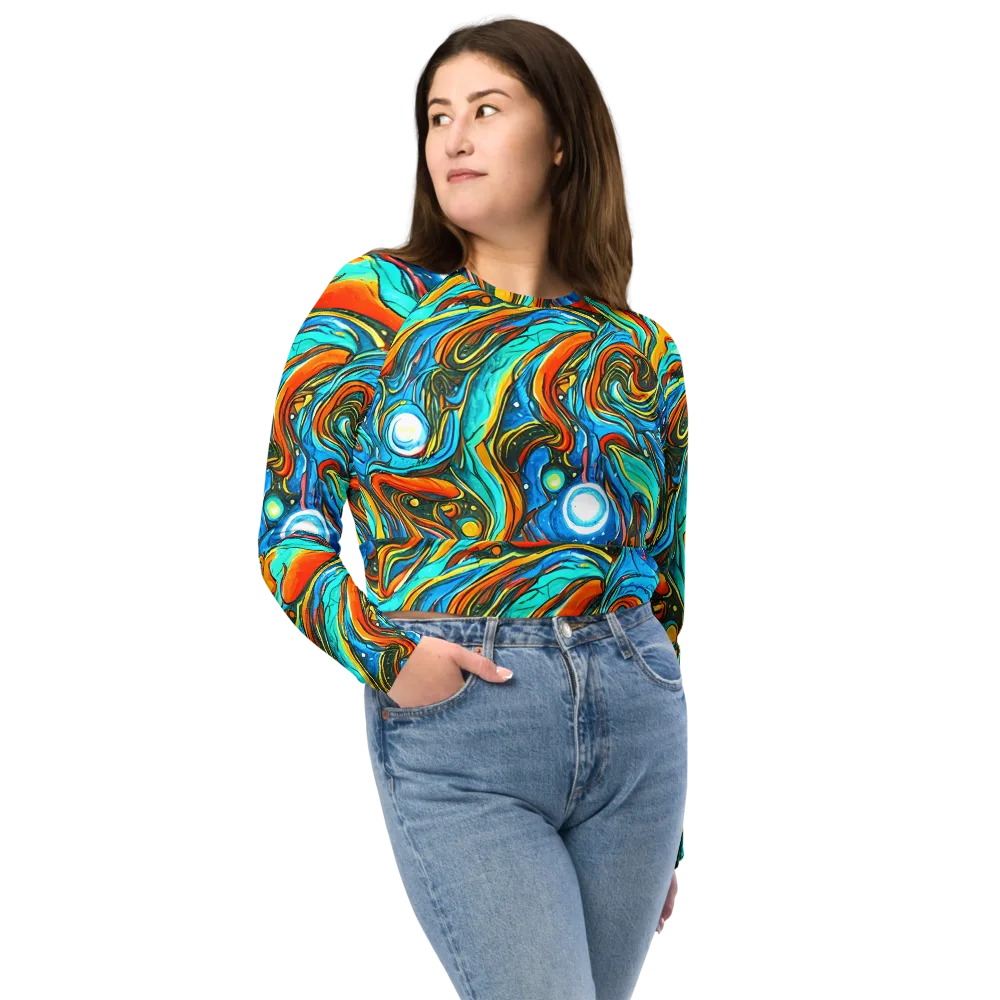 Plasma Reef on Long Sleeve Crop Top — Front