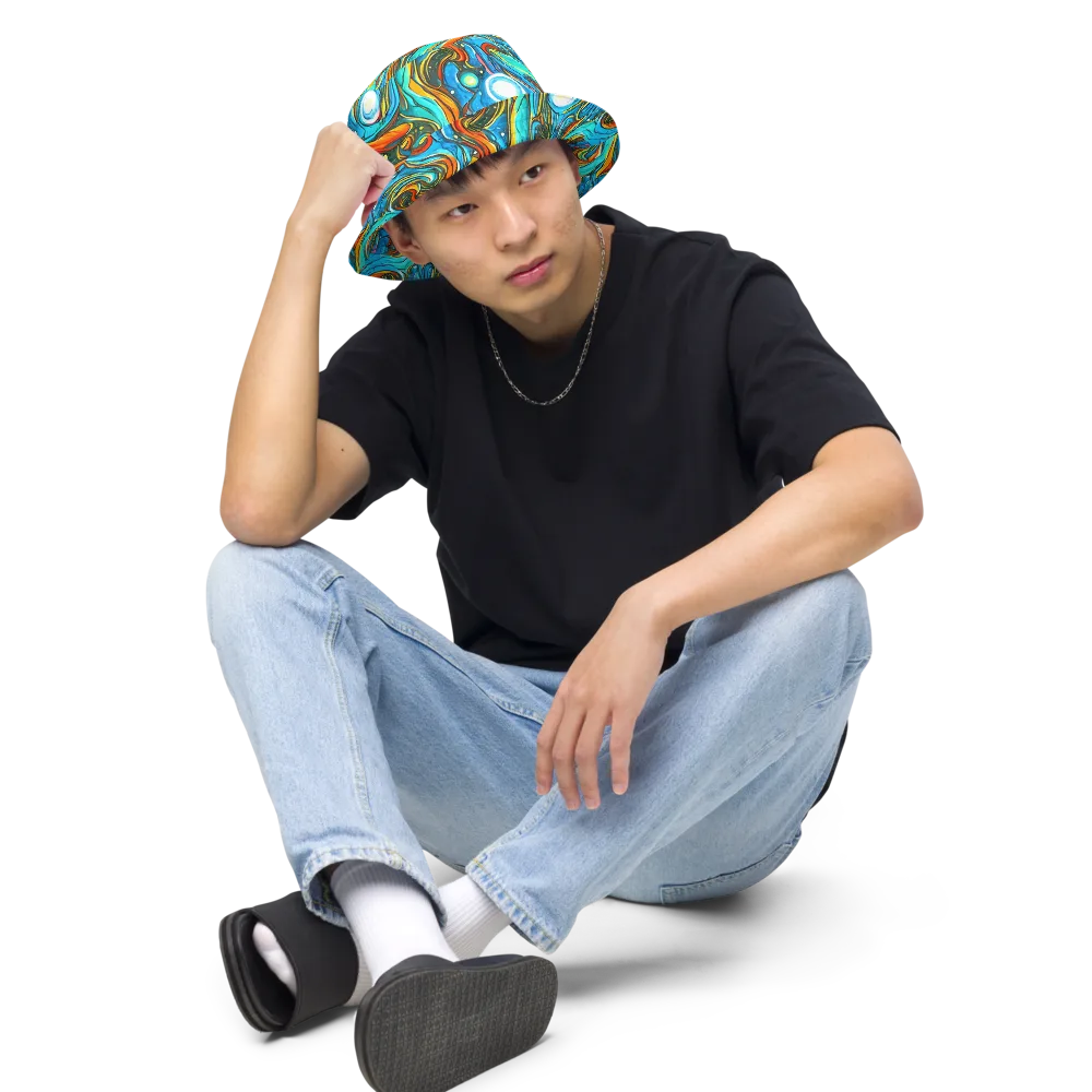 Plasma Reef on Reversible Bucket Hat — Front 2 Inside