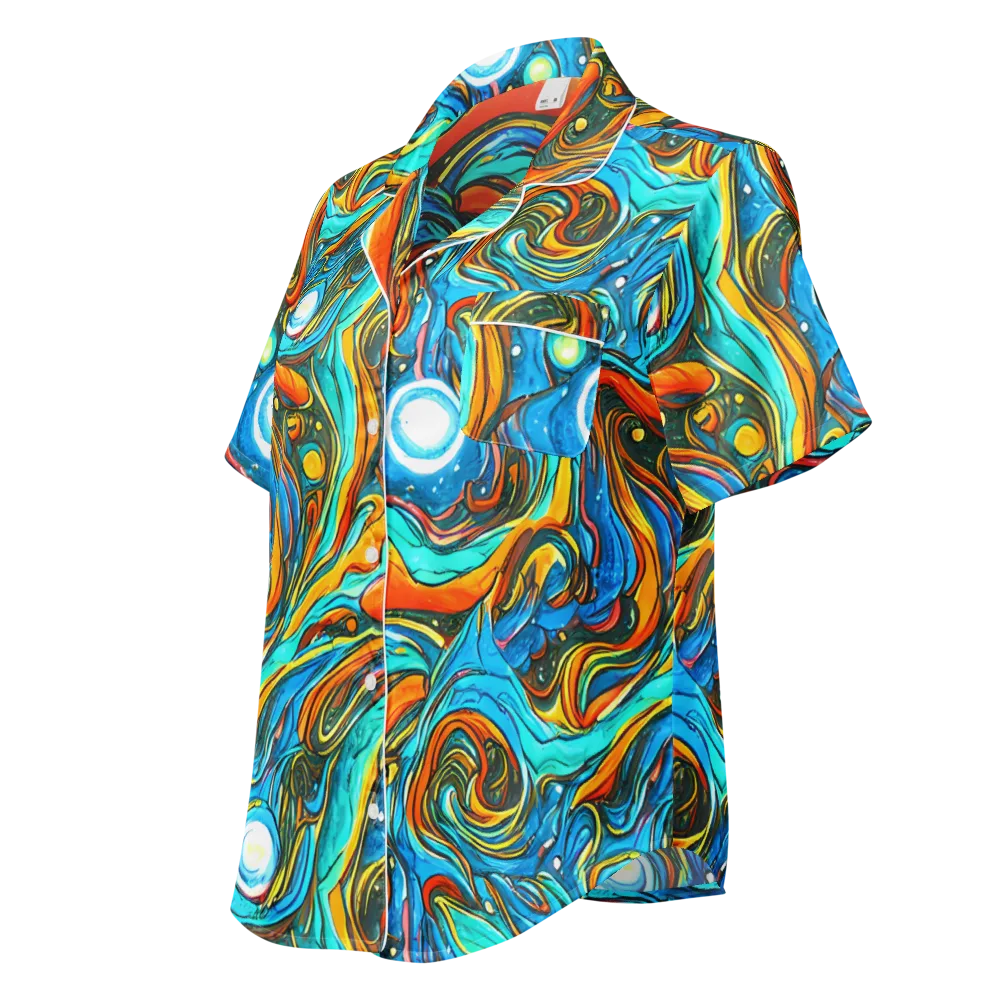 Plasma Reef on Women's Short Sleeve Pajama Top — Left Front