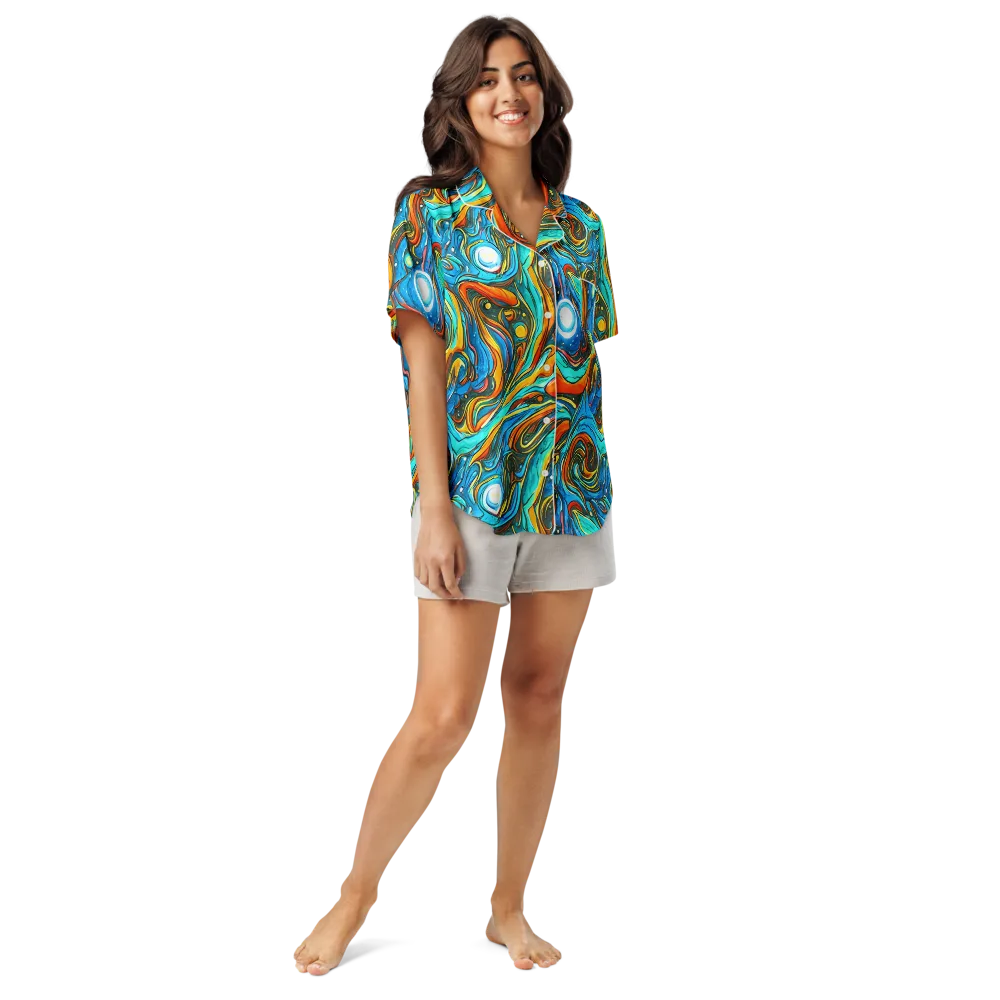 Plasma Reef on Women's Short Sleeve Pajama Top — Front