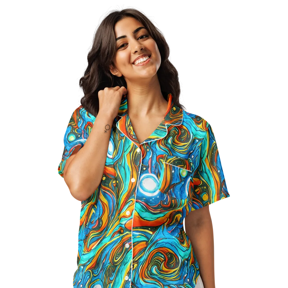 Plasma Reef on Women's Short Sleeve Pajama Top — Front