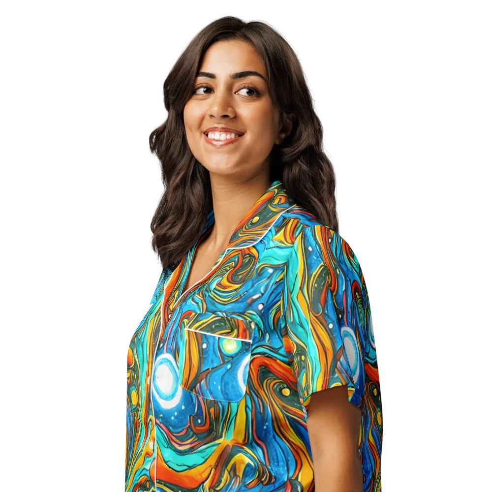 Plasma Reef on Women's Short Sleeve Pajama Top — Left Front