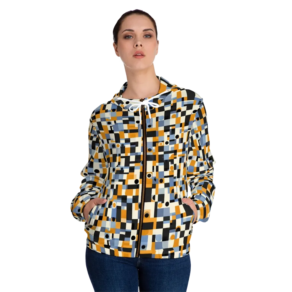 Bauhaus Afterglow on Women's Full-Zip Hoodie — Front On Person