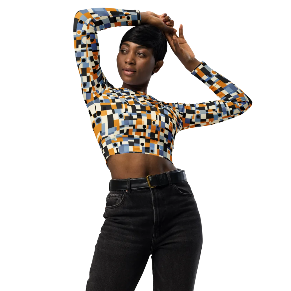 Bauhaus Afterglow on Long Sleeve Crop Top — Front