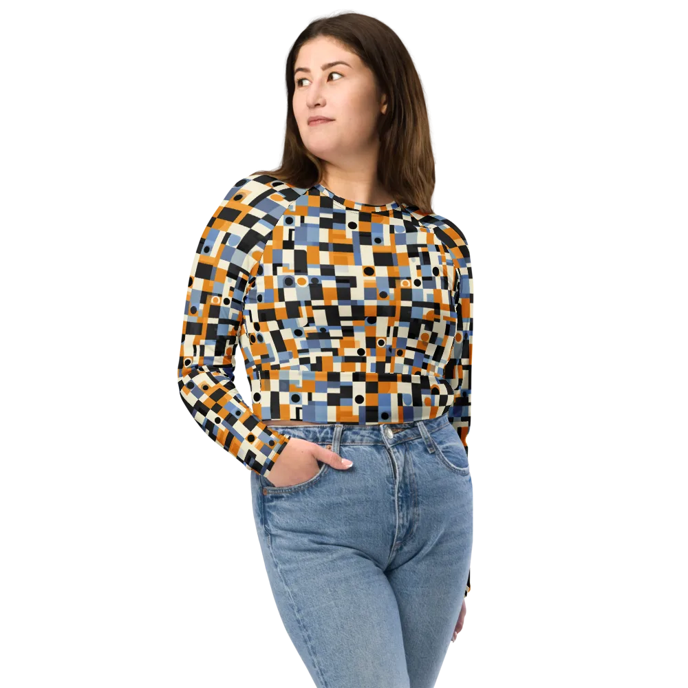 Bauhaus Afterglow on Long Sleeve Crop Top — Front